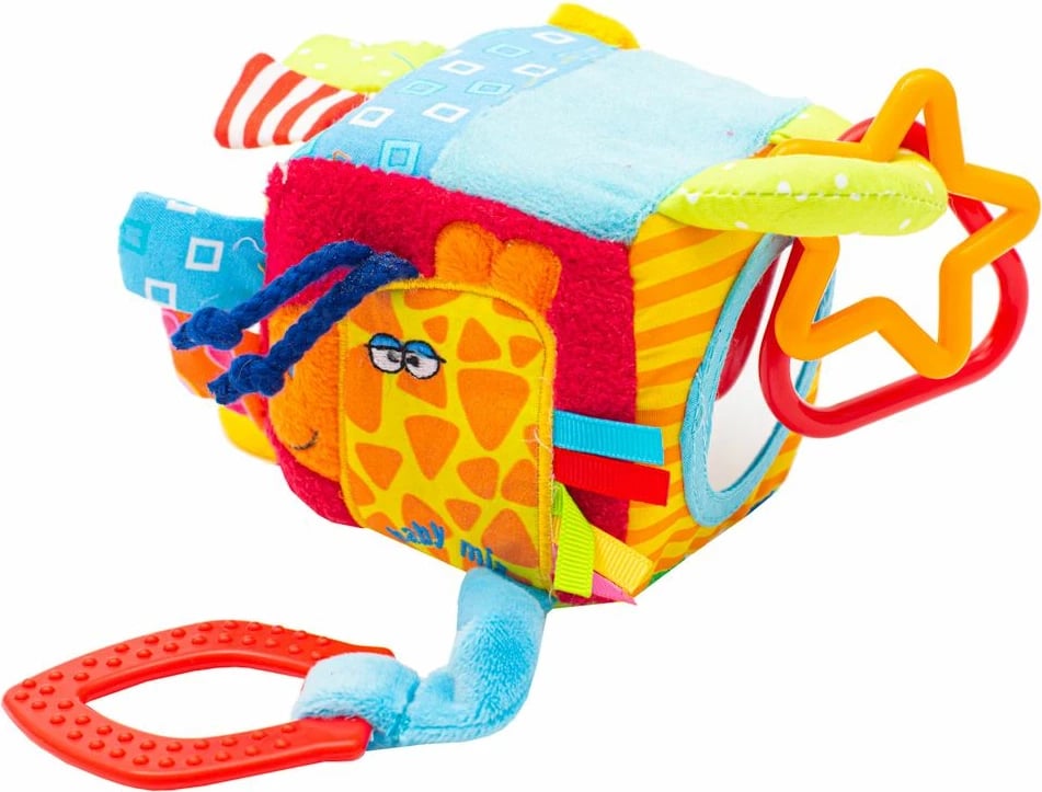 Lodër interaktive, Baby Mix, ZOO, kube aktivitete për foshnje 9x9x9 cm, me pasqyrë plastike, zhurmues dhe unaza varëse, shumëngjyrëshe