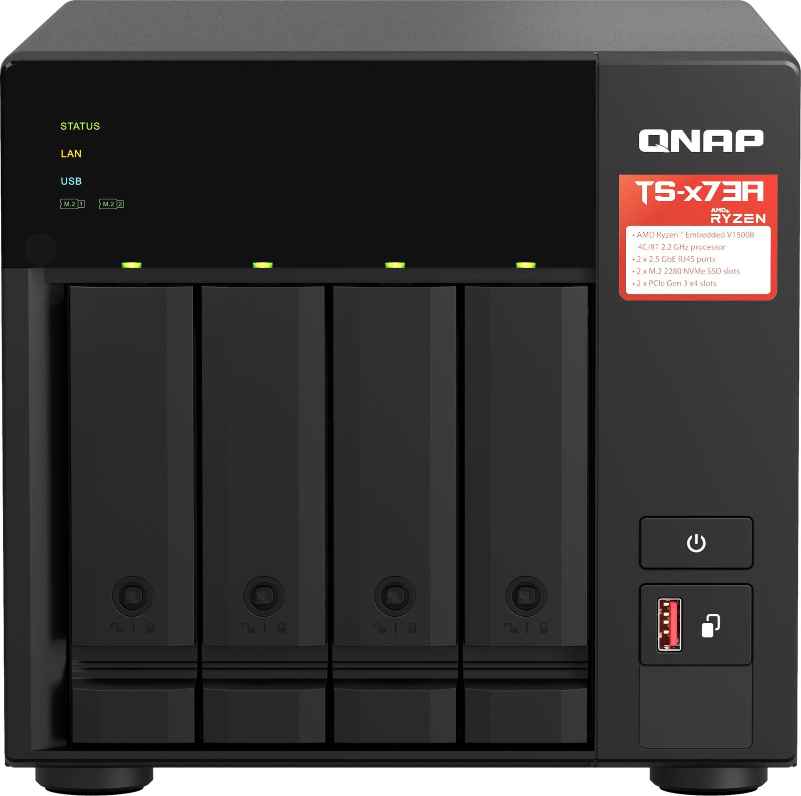 NAS QNAP TS-473A 4 bay Ryzen V1500B 8GB + Switch QSW-1105-ST 5 porta 2.5G