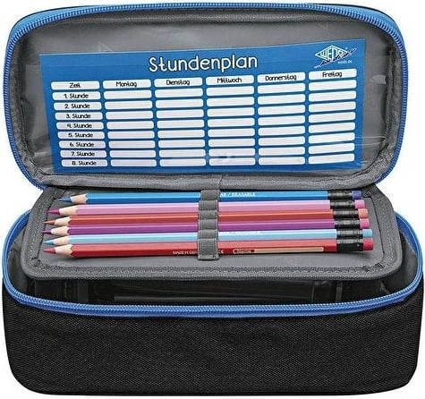 Mbështjellës lapsash WEDO 242 43010, poliester, zi/blu, me zinxhir