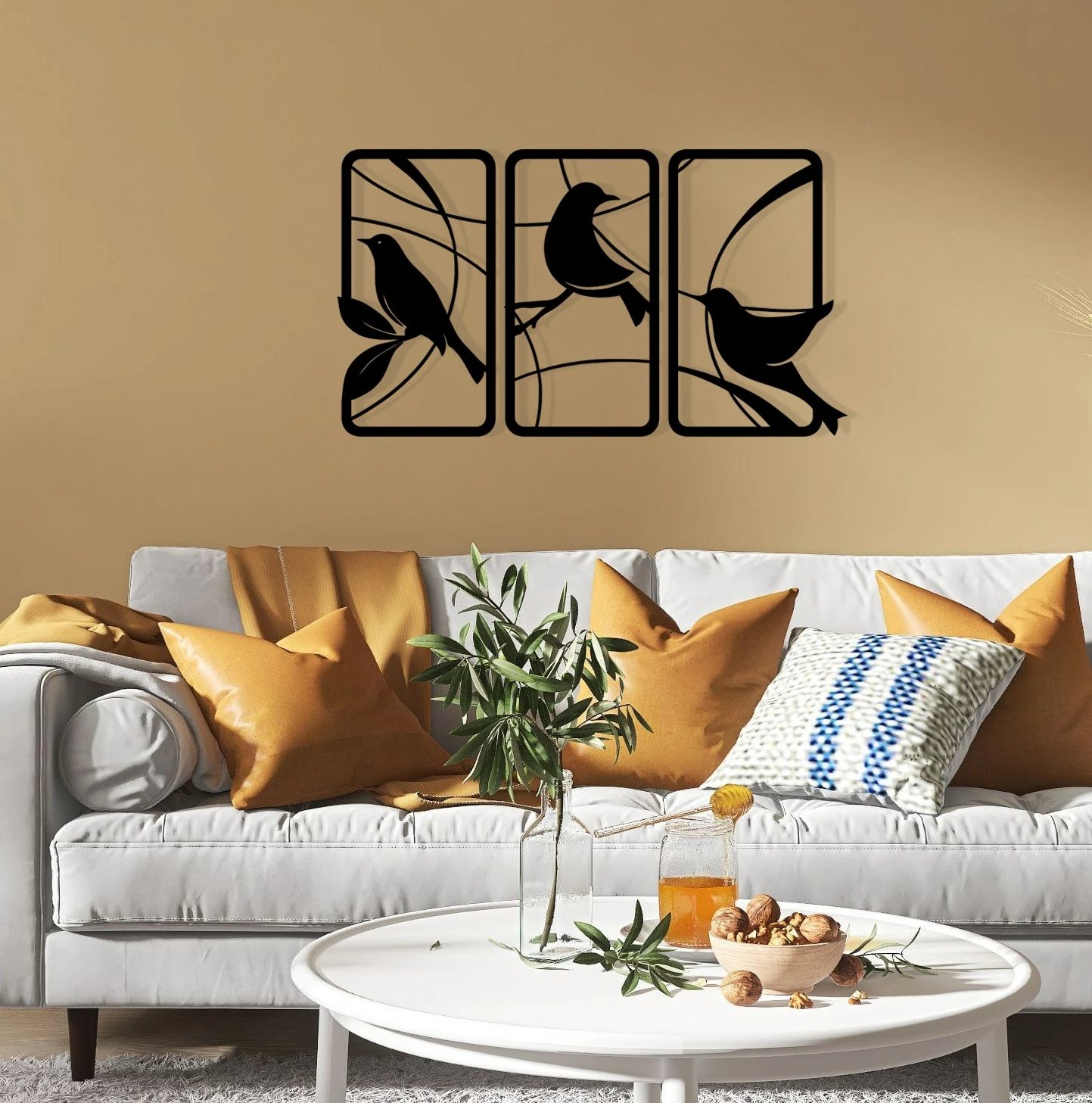 Aksesor dekorativ metalik për mur, Wallity Sentimiento 337, ngjyrë e zezë, 120x68cm