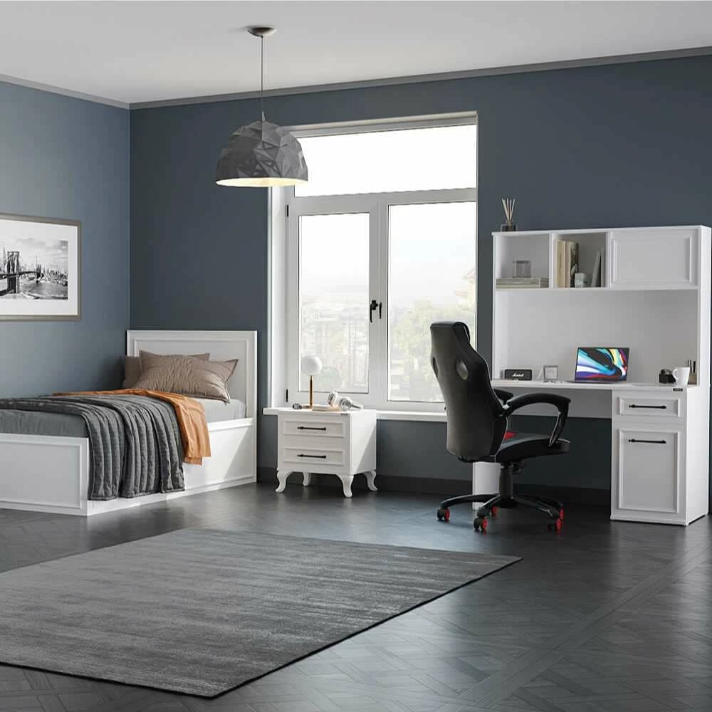 Tavolinë pune për studim, ngjyrë e bardhë, Skye Decor, Cmu-1013-Dd-2