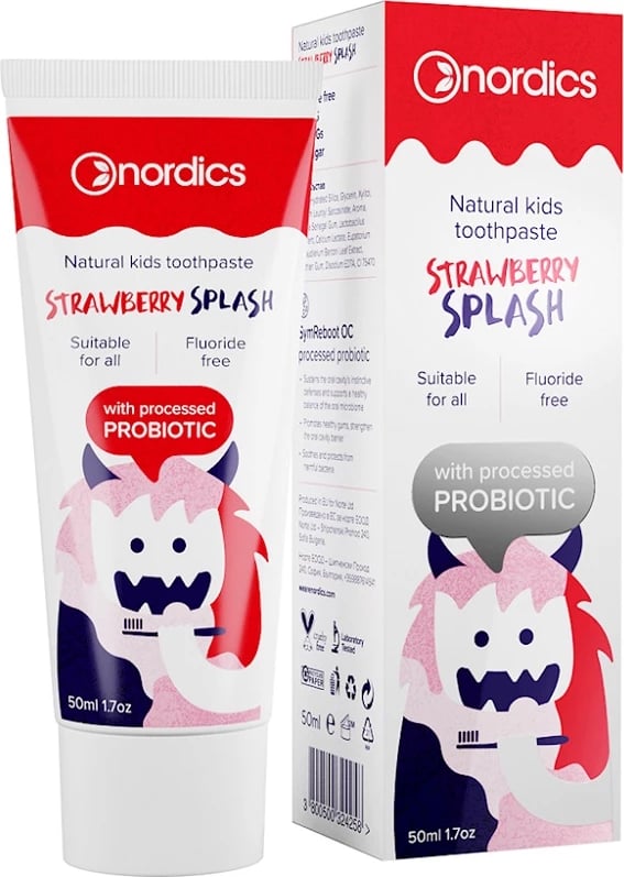 Pasta dhëmbësh për fëmijë Nordics Strawberry Splash 50ml