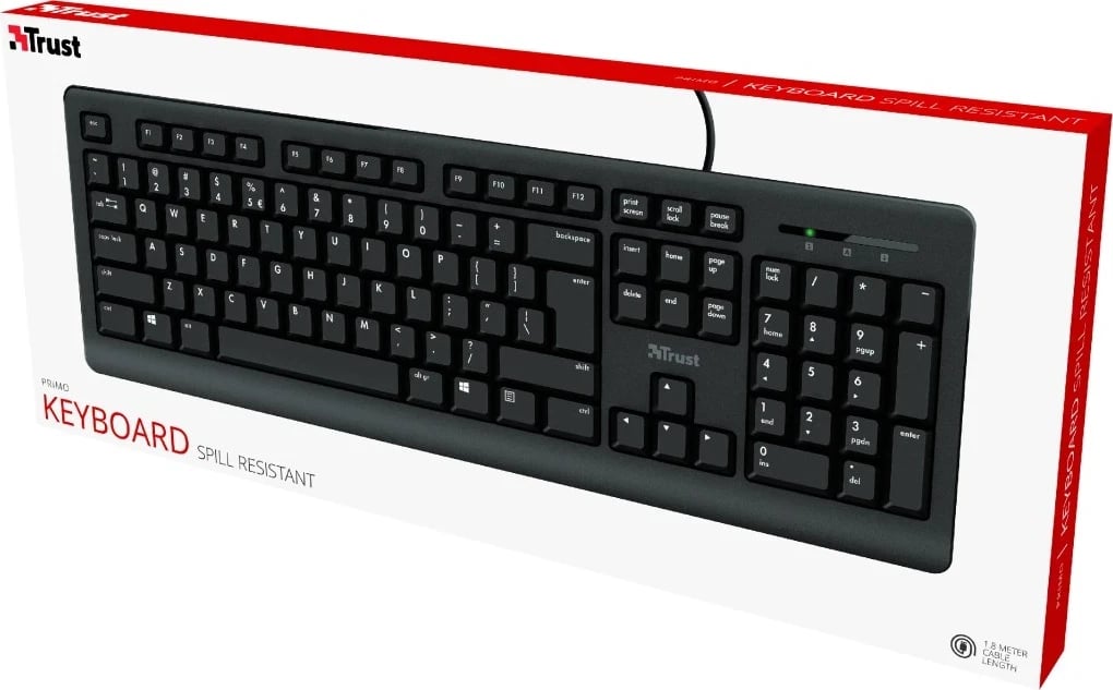 Tastierë Trust Primo, USB, QWERTY US English, e Zezë