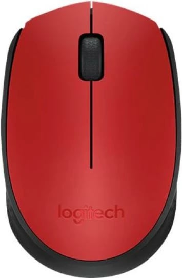 Maus Logitech M171 2.4 GHz wireless me USB 2.0 nano-marrës, ambidrejtë, i kuq/zi (910-004641)