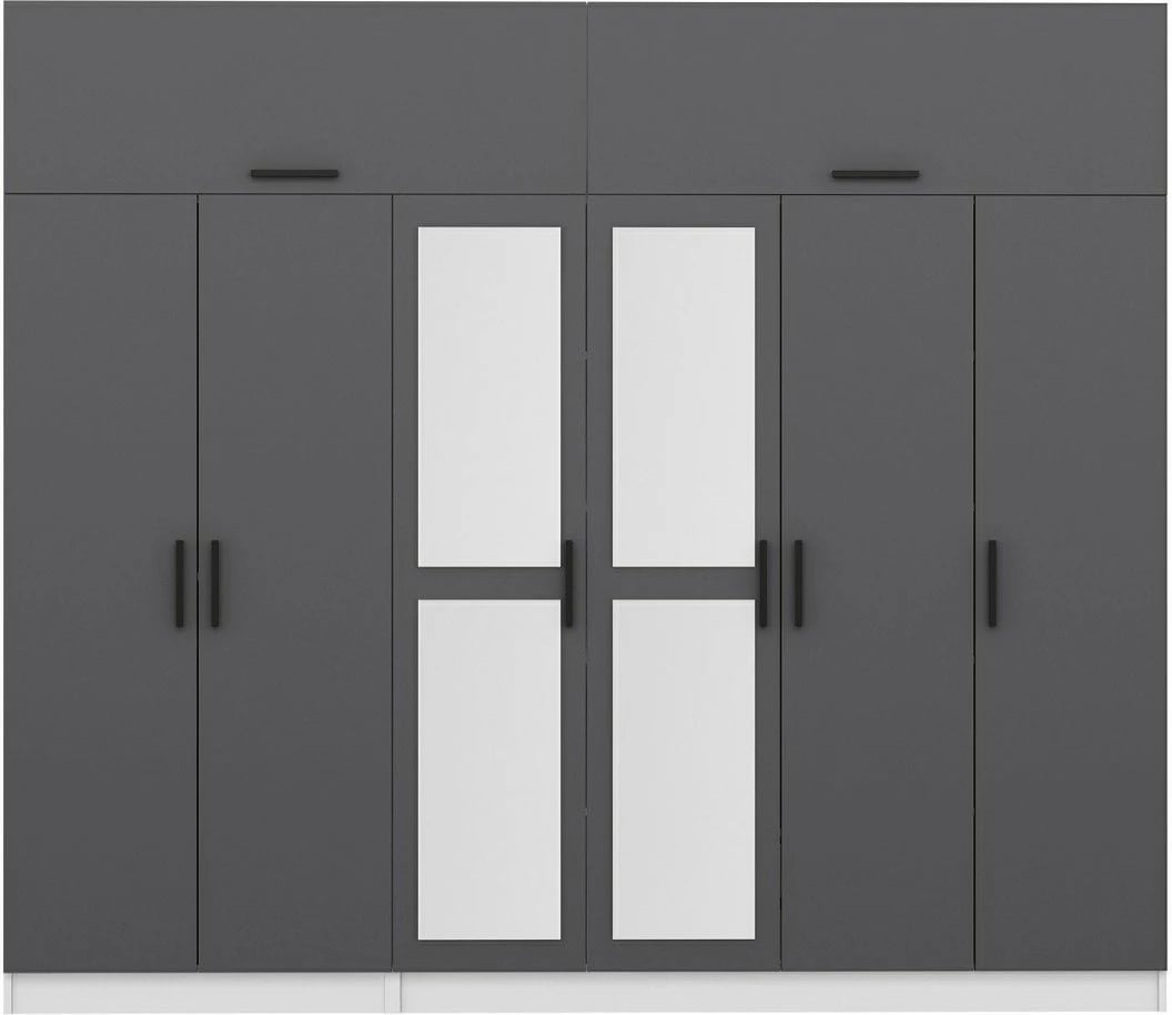 Dollap i madh për rroba, anthracite dhe i bardhë, Skye Decor, 270x235x52cm, 11 pjesë