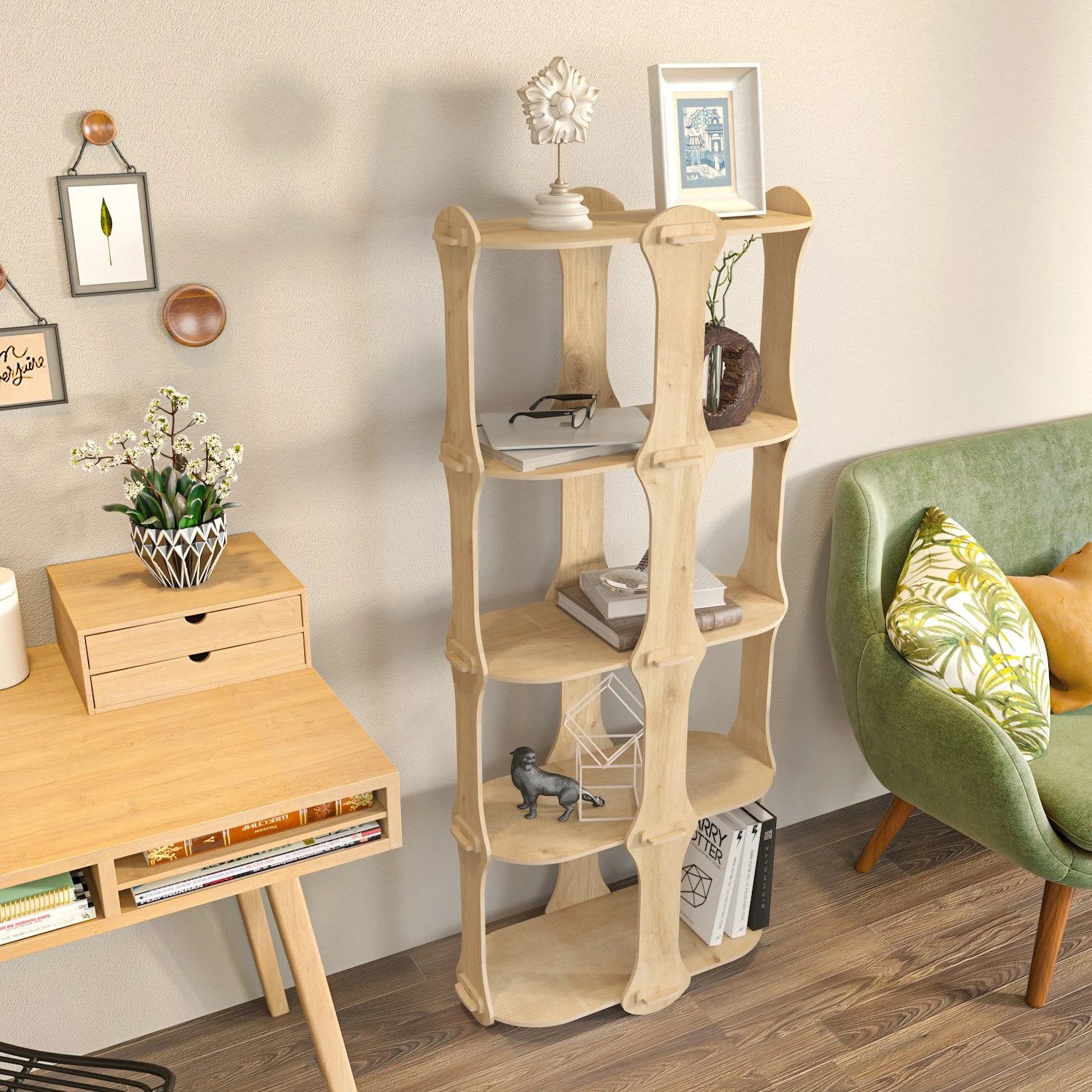 Raft librash Skye Decor, ngjyrë lisi, Ayzi