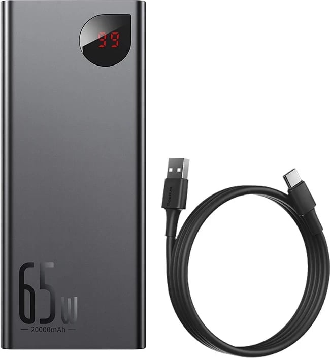 Powerbank Baseus Adaman Metal PPIMDA-D01, 20000mAh, 65W, e zezë