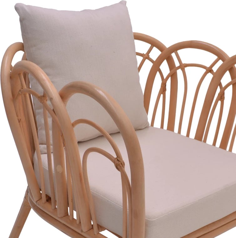 Karrige Tania ratan natyral-jastëk i bardhë 76x76x76cm