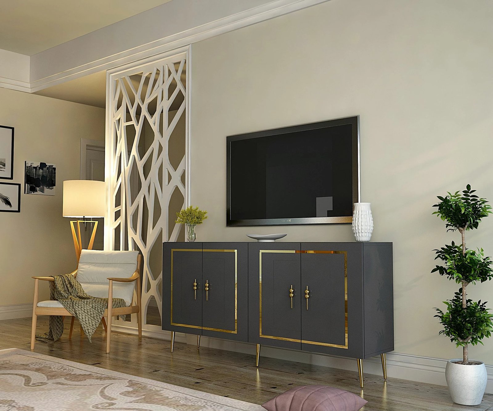 Konsol Skye Decor, anthracite, gold, Piero KB150