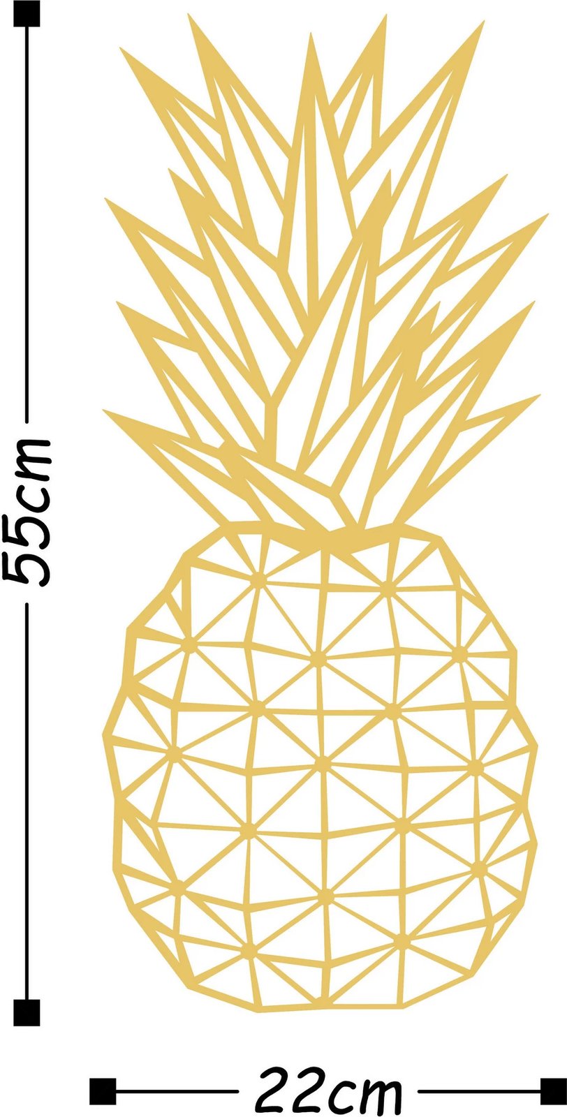 Dekor metalik për mur, ananas, ngjyrë ari, Wallity, 22x36cm