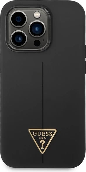 Mbështjellës Guess GUHCP14LSLTGK për iPhone 14 Pro 6.1", silikon, i zi