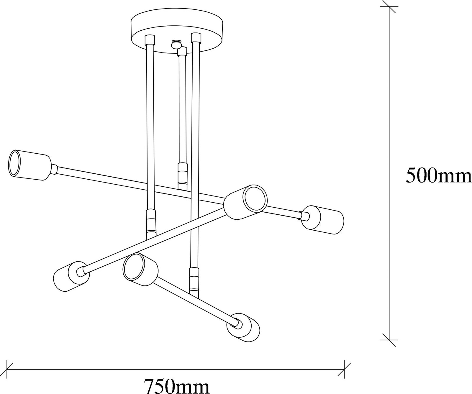 Llambë tavani Opviq, Flower - 162 - AV, hekur i zi, 75x75cm