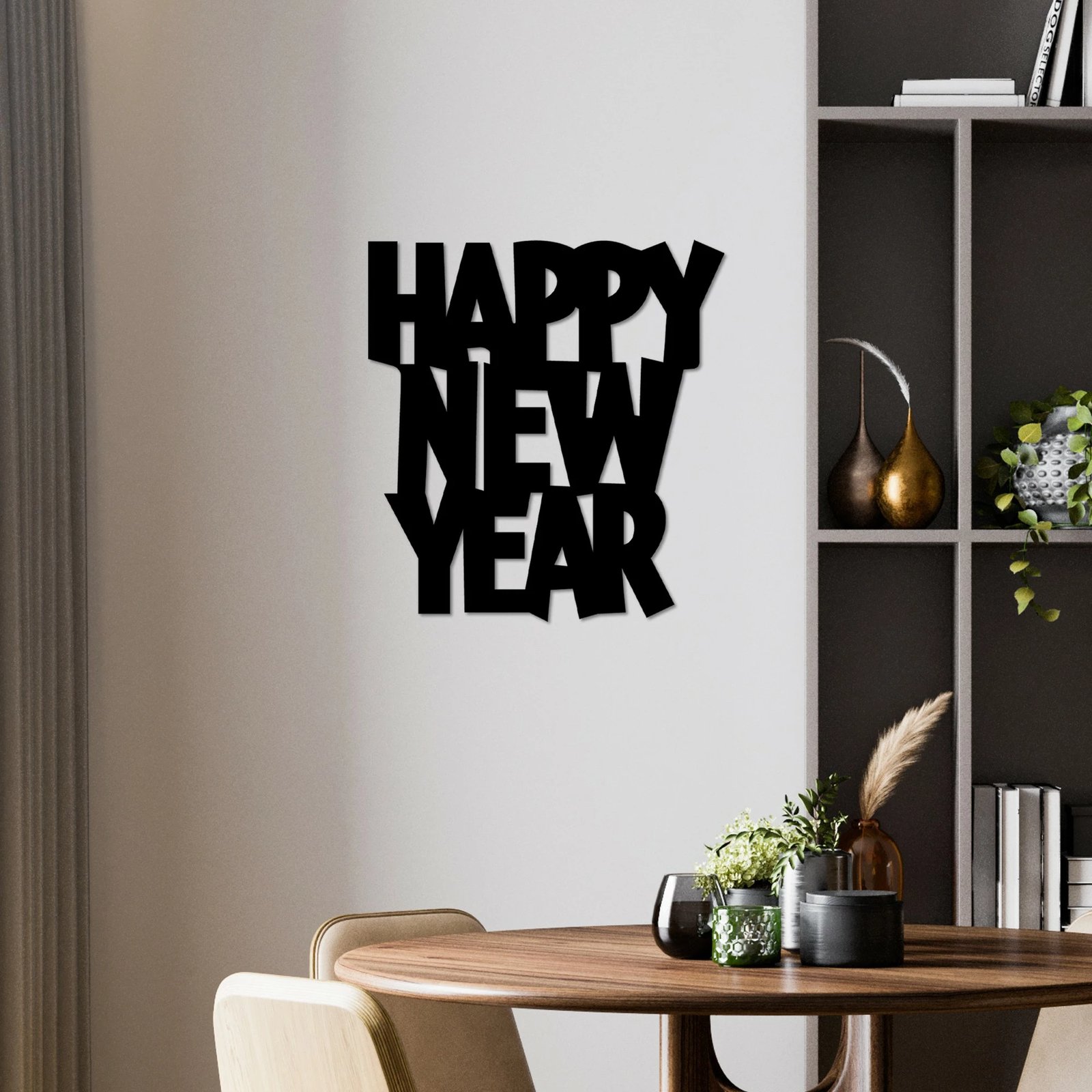 Aksesor dekorativ metalik për mur, Wallity, Vit i Ri 4