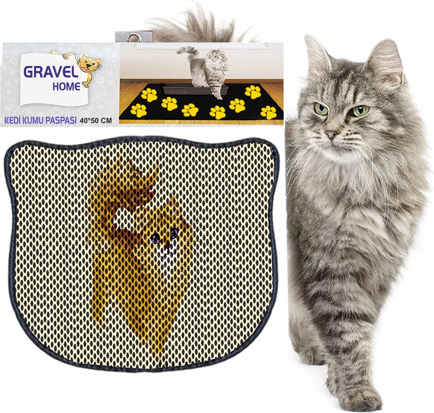 Tapet për rërë mace, shumëngjyrësh, Paws & Whiskers, Kdkafa0091, 40x50cm