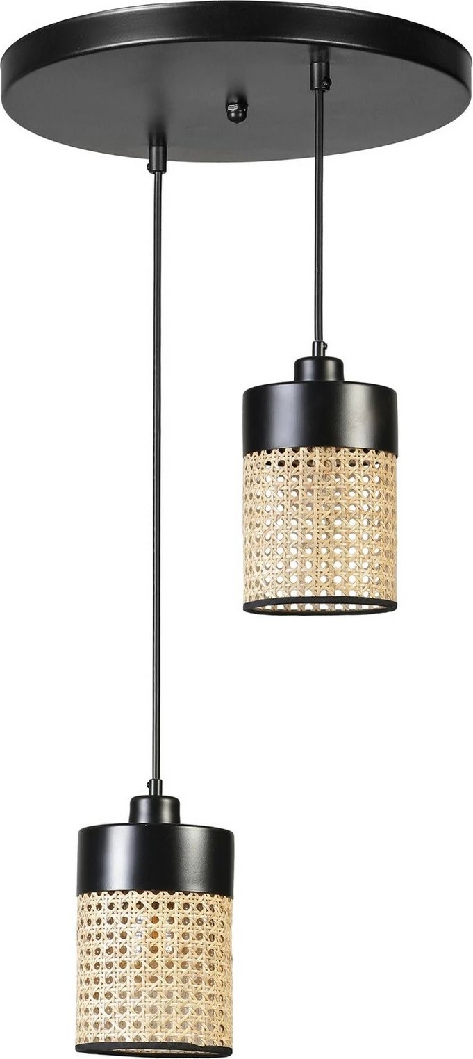 Llambë tavani Opviq Zeus 2, ratan dhe e zezë, tepsi