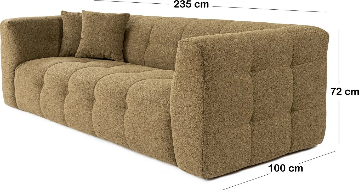 Divan treshe Atelier del Sofa, Cady, ngjyrë kaki