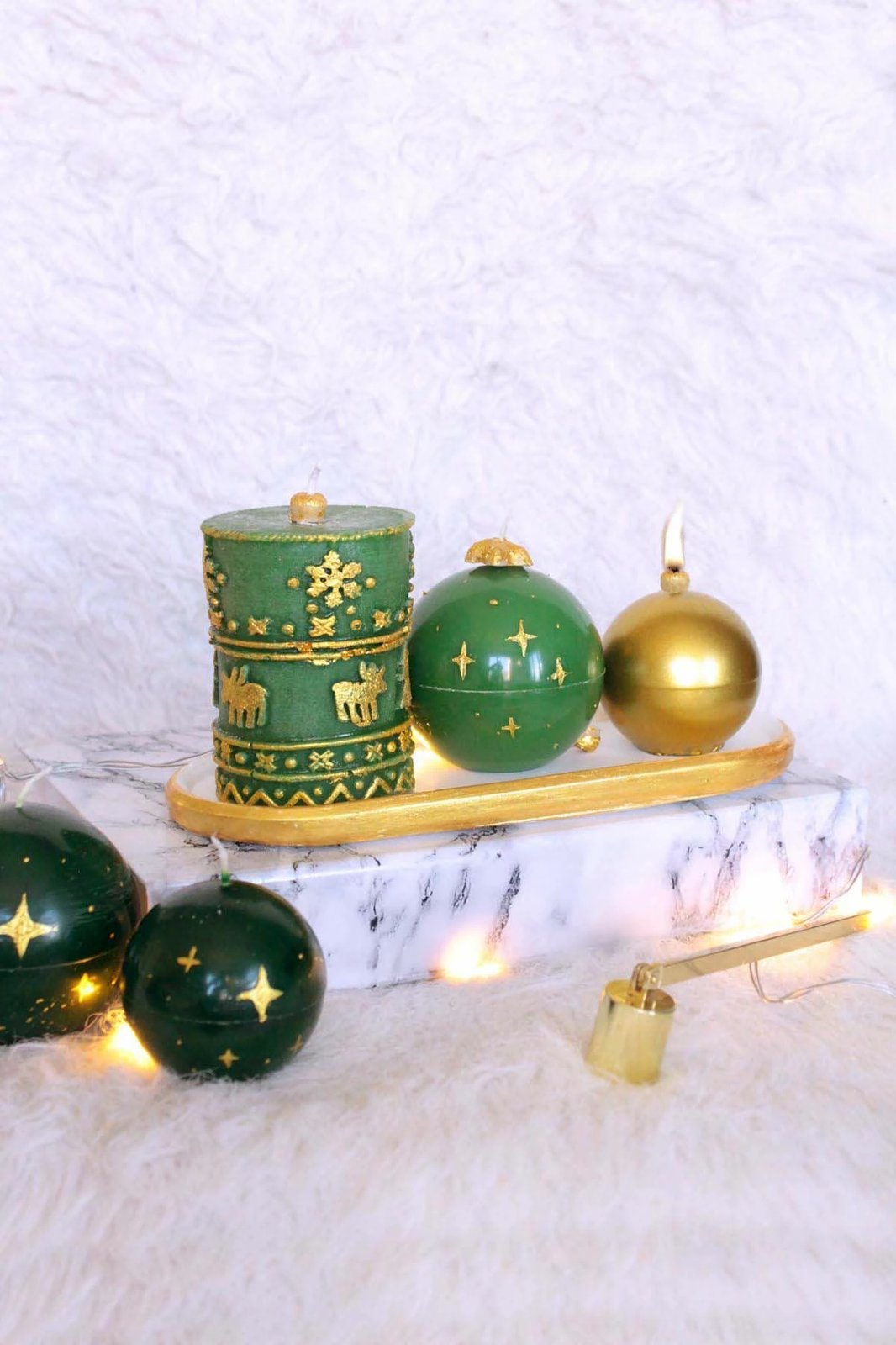 Set qirinjsh (3 copë), Evila Originals, për Krishtlindje, ngjyrë ari