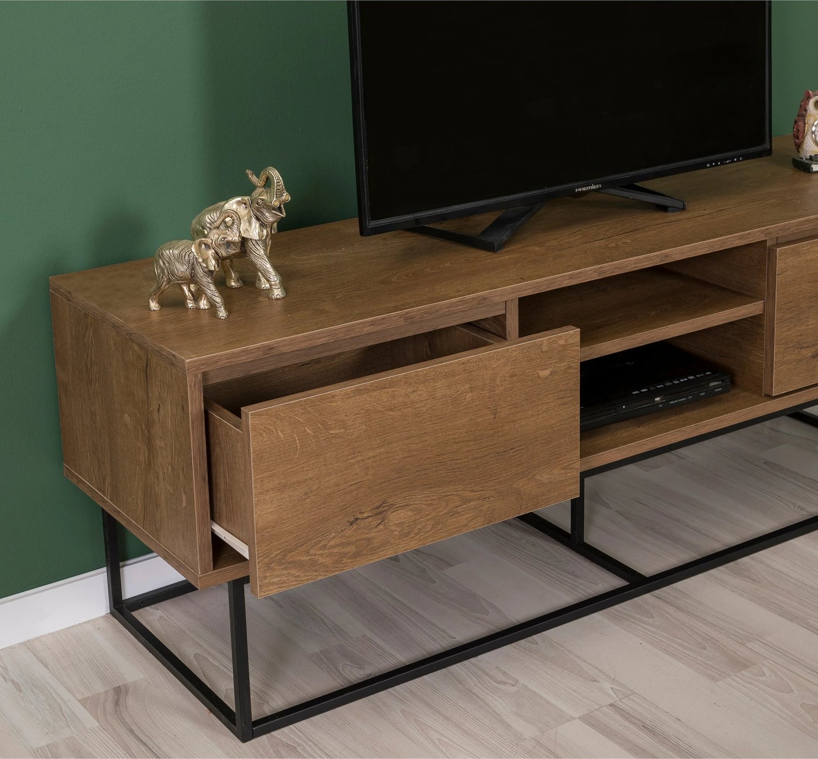 Set mobiljesh për dhomë dite, ngjyrë arrë dhe e zezë, Laxus Takım 3