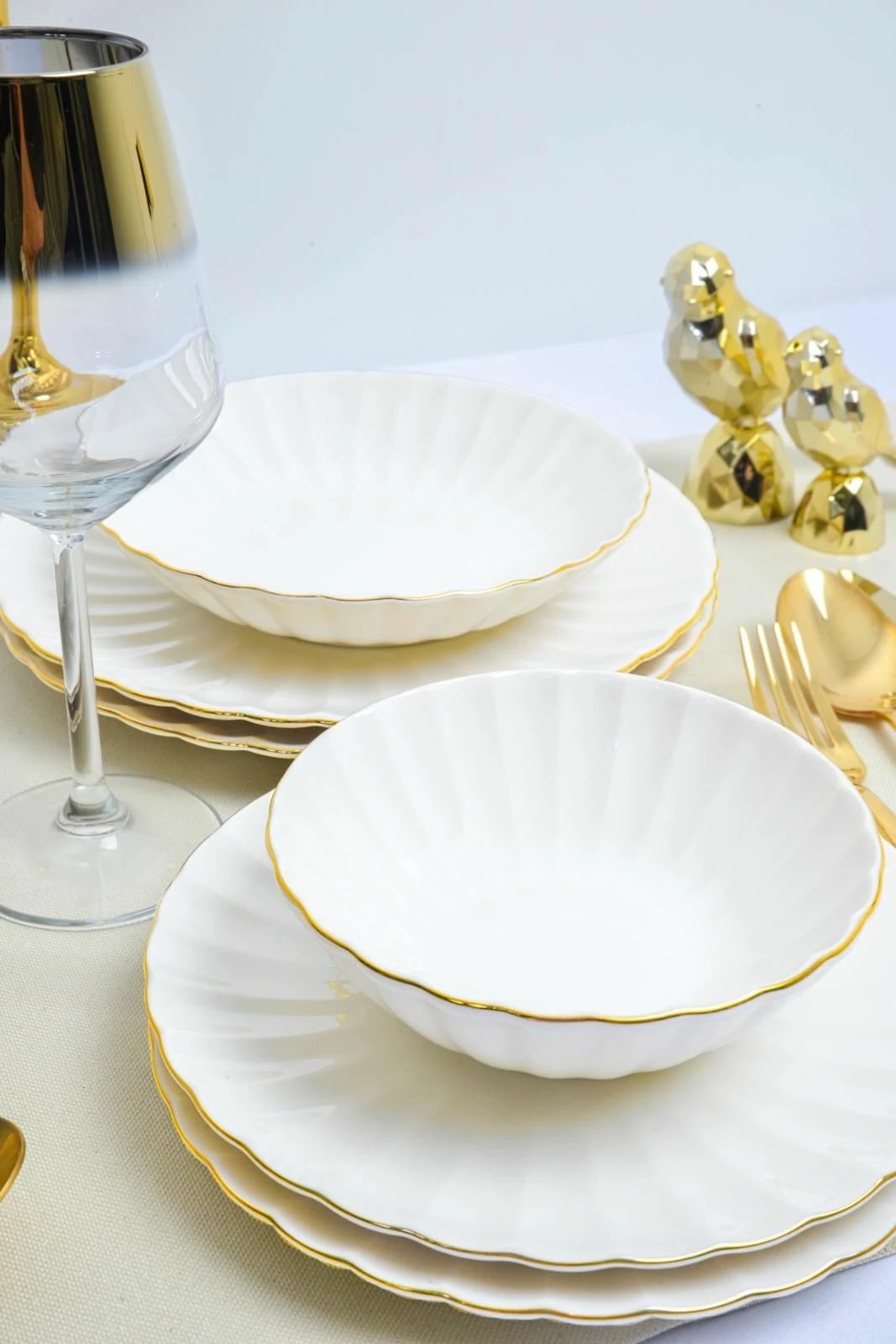 Set enësh darke (24 copë), Hermia Concept, Isil 24, e bardhë, ari