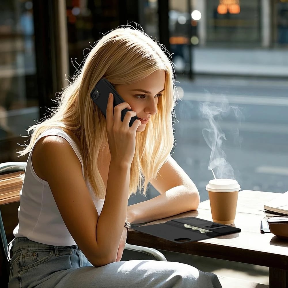 Mbështjellës Tech-Protect Wallet MagSafe për iPhone 16e, i zi, me vend për kartela