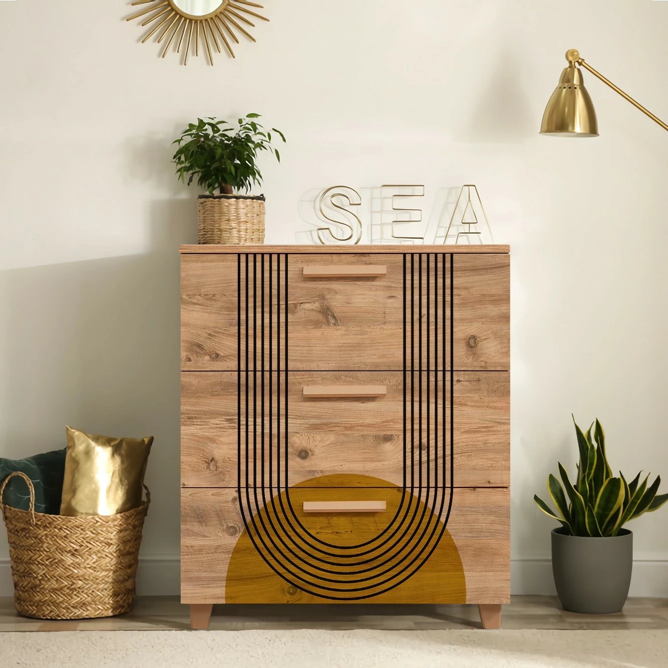 Komodë Hanah Home, Leva Gravis Sun, ngjyrë Atlantic Pine