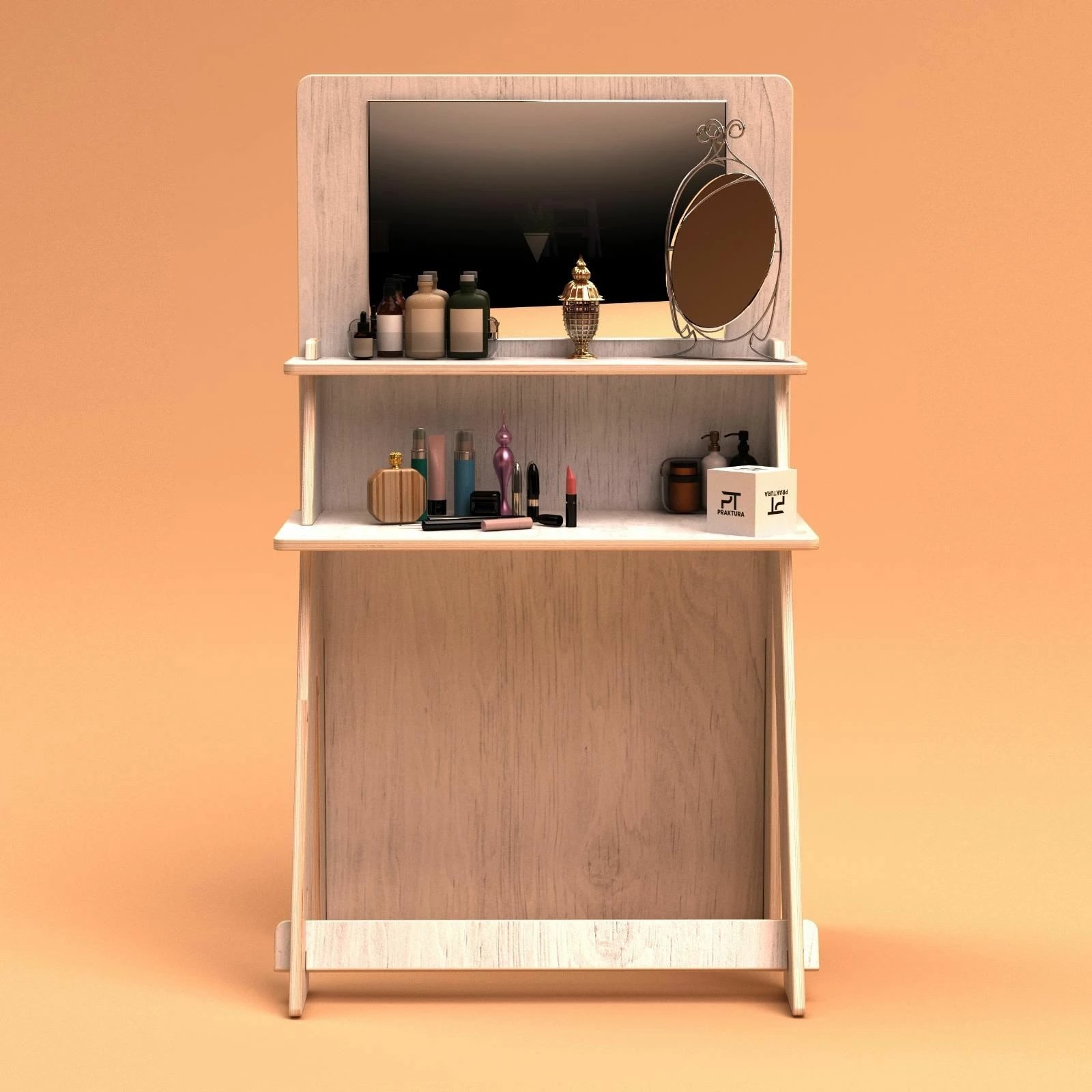 Tavolinë grimi Skye Decor, ngjyrë druri natyral