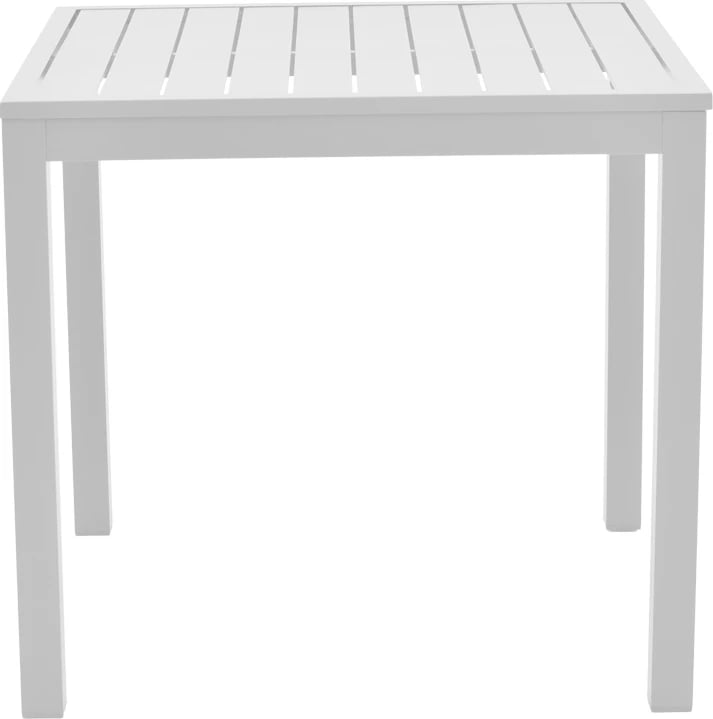 Set tavoline me dy karrige Savor-Kliton, alumin i bardhë dhe ratan natyral, 80x80x74cm