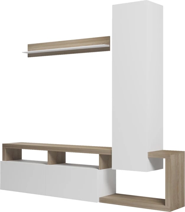 Set për dhomë dite Leganto, ngjyrë sonoma dhe e bardhë, 220.5x35x197.5cm