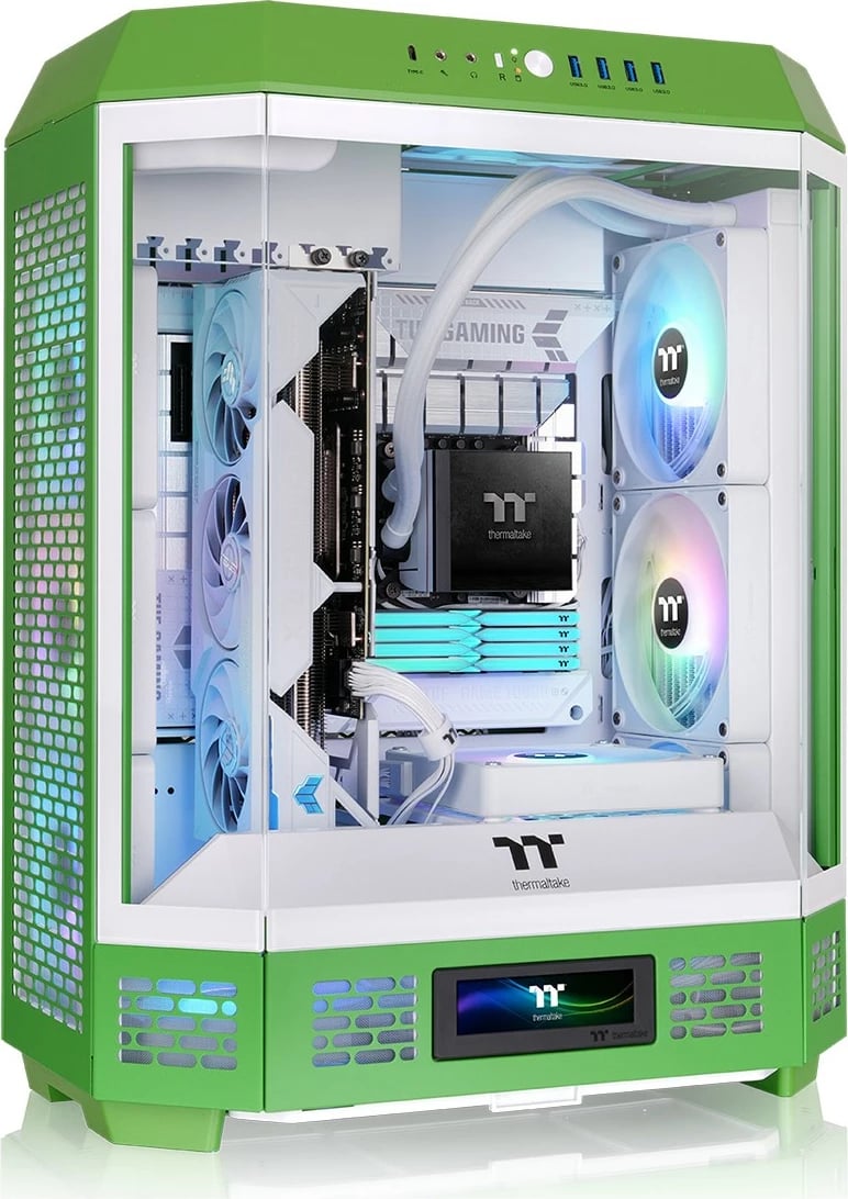 Kasë Thermaltake The Tower 600, midi tower, xham i temperuar, ndriçim multi, e gjelbër