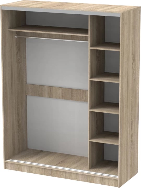 Dollap rrëshqitës dy-fletësh me pasqyrë, ngjyrë sonoma, 160x60x220cm