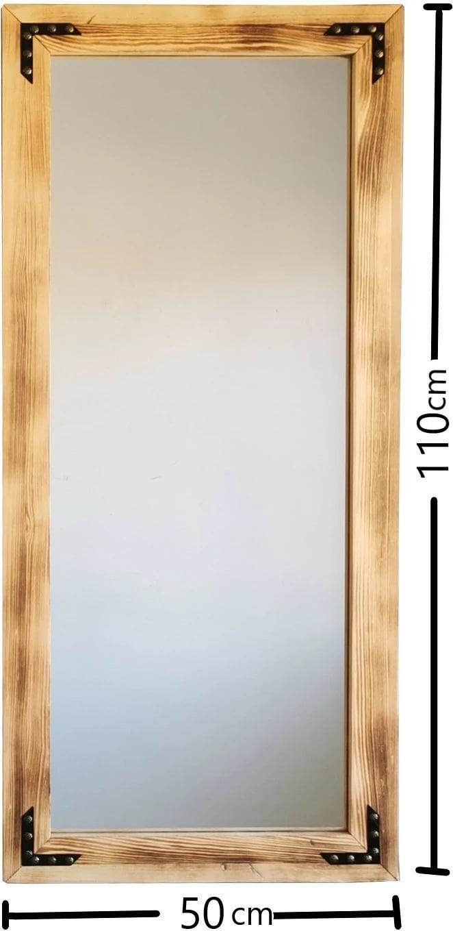 Pasqyrë Bohemian, dru i fortë pishe, ngjyrë arre, 50x110cm, 50110ES