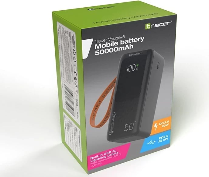 Power bank Tracer VOUGE-5, 50000 mAh, Ekran LCD, i zi