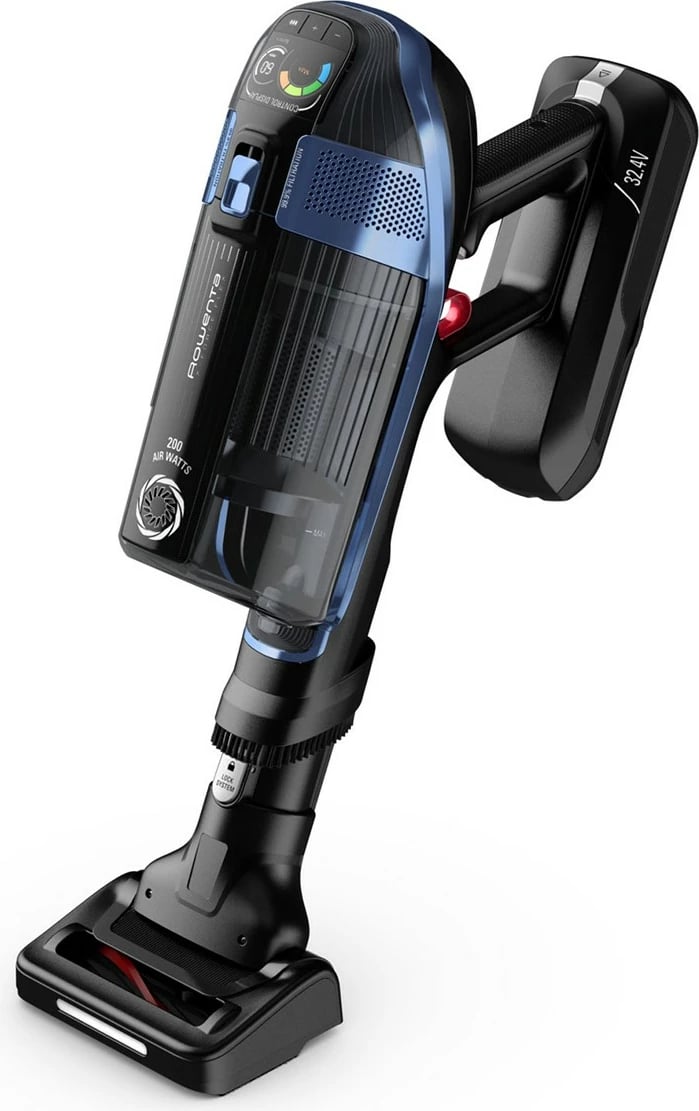 Fshesë me korrent vertikale pa kabllo Rowenta RH98C0WO X-Force Flex 2-në-1, 4.8V, kohë pune deri 45 min, depozitë 0.9L, filtër 99.9%, blu