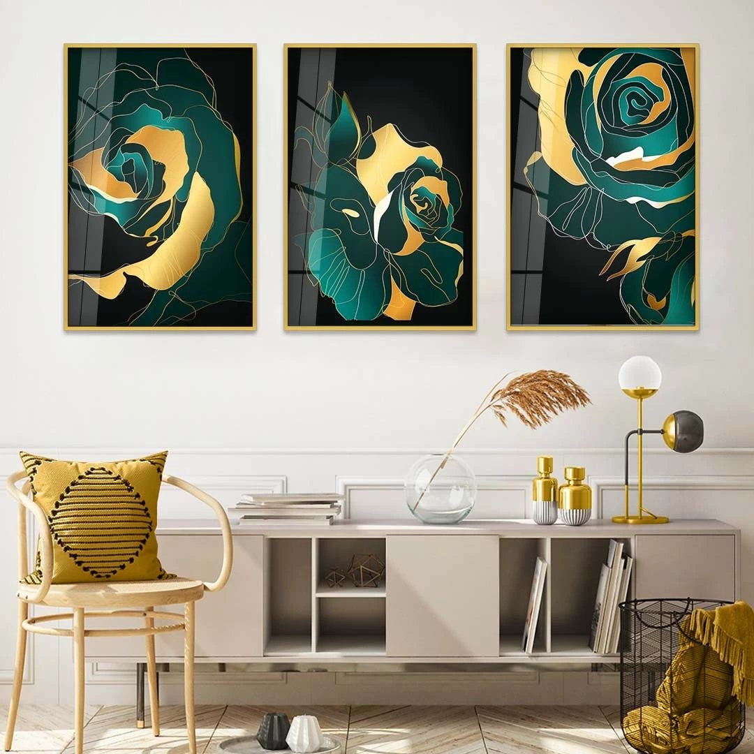 Pikturë dekorative prej xhami të temperuar, Wallity, Huhu390, shumëngjyrëshe, 50x70cm (3 copë)