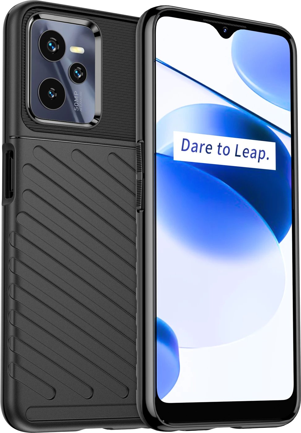 Mbështjellës Hurtel Thunder Case për Realme C35, TPU, i zi
