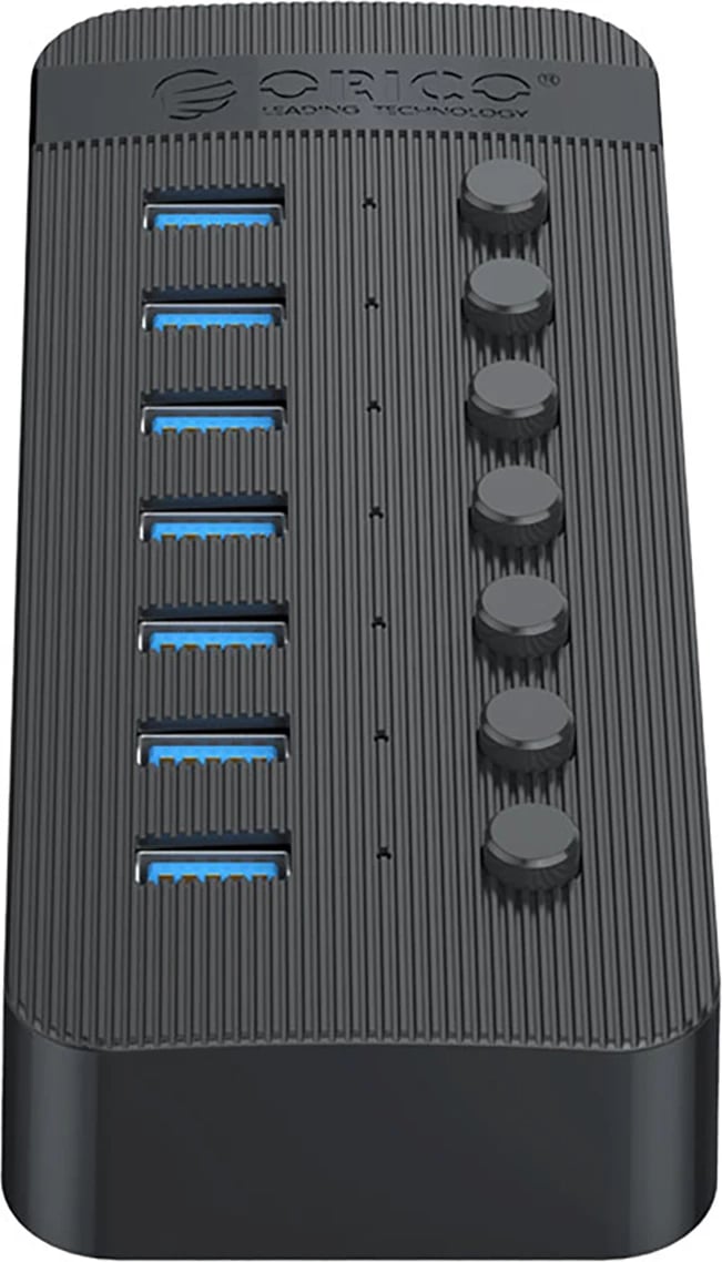 Kasë Orico CT2U3-7AB, 7x USB-A 3.0 me çelësa, e zezë