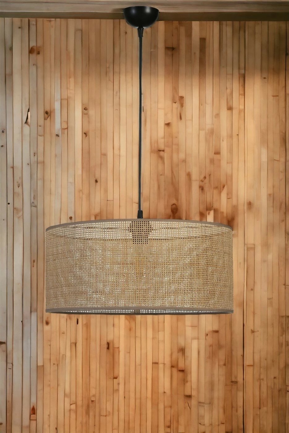 Llambë tavani Opviq, 8854-1, trup metalik, kapak bambuje, ngjyrë ari, e zezë, bezhë, 45x70cm