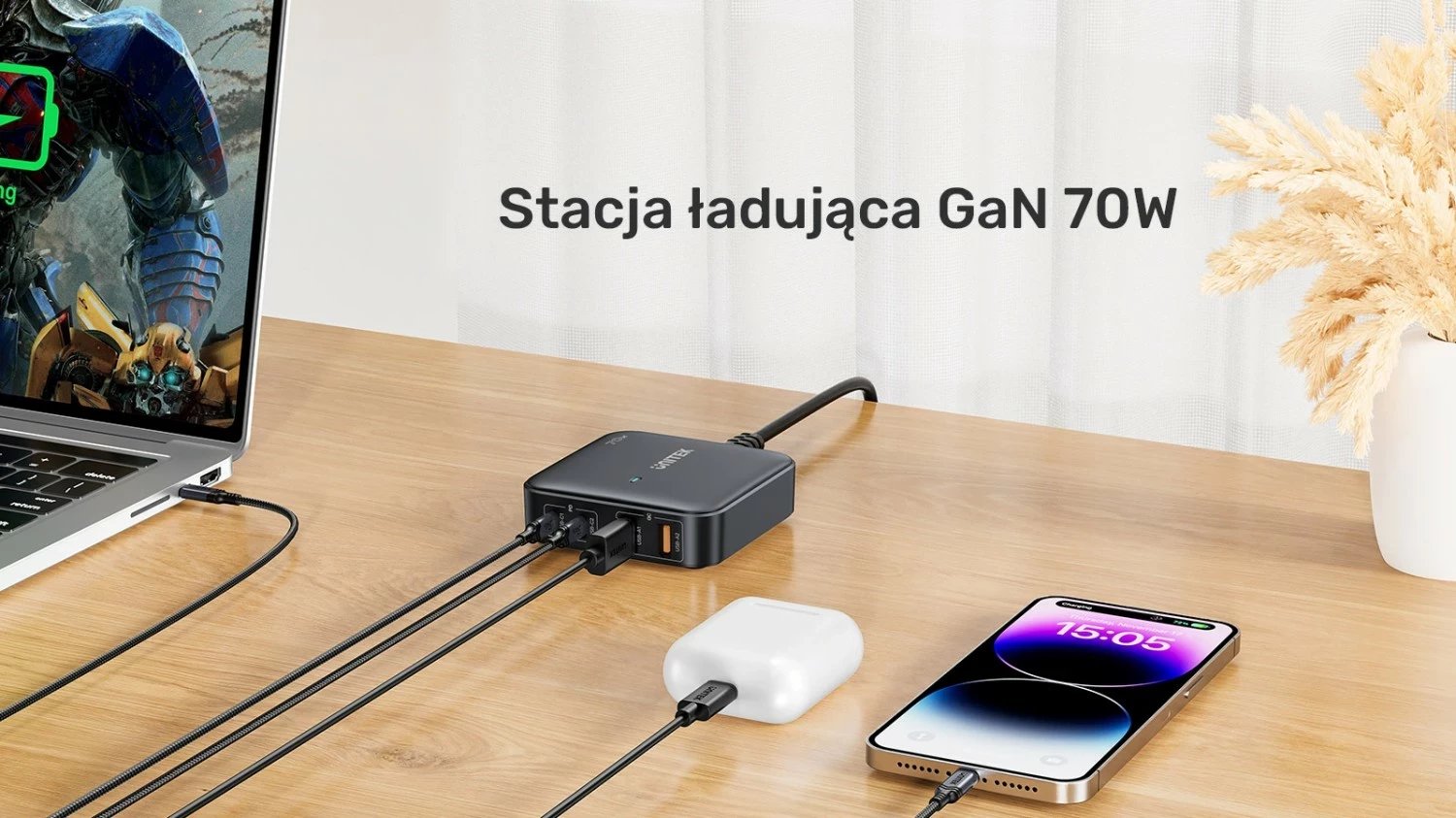Karikues tavoline Unitek GaN 70W 2xUSB-A 2xUSB-C Karikues tavoline Unitek GaN 70W 2xUSB-A 2xUSB-C