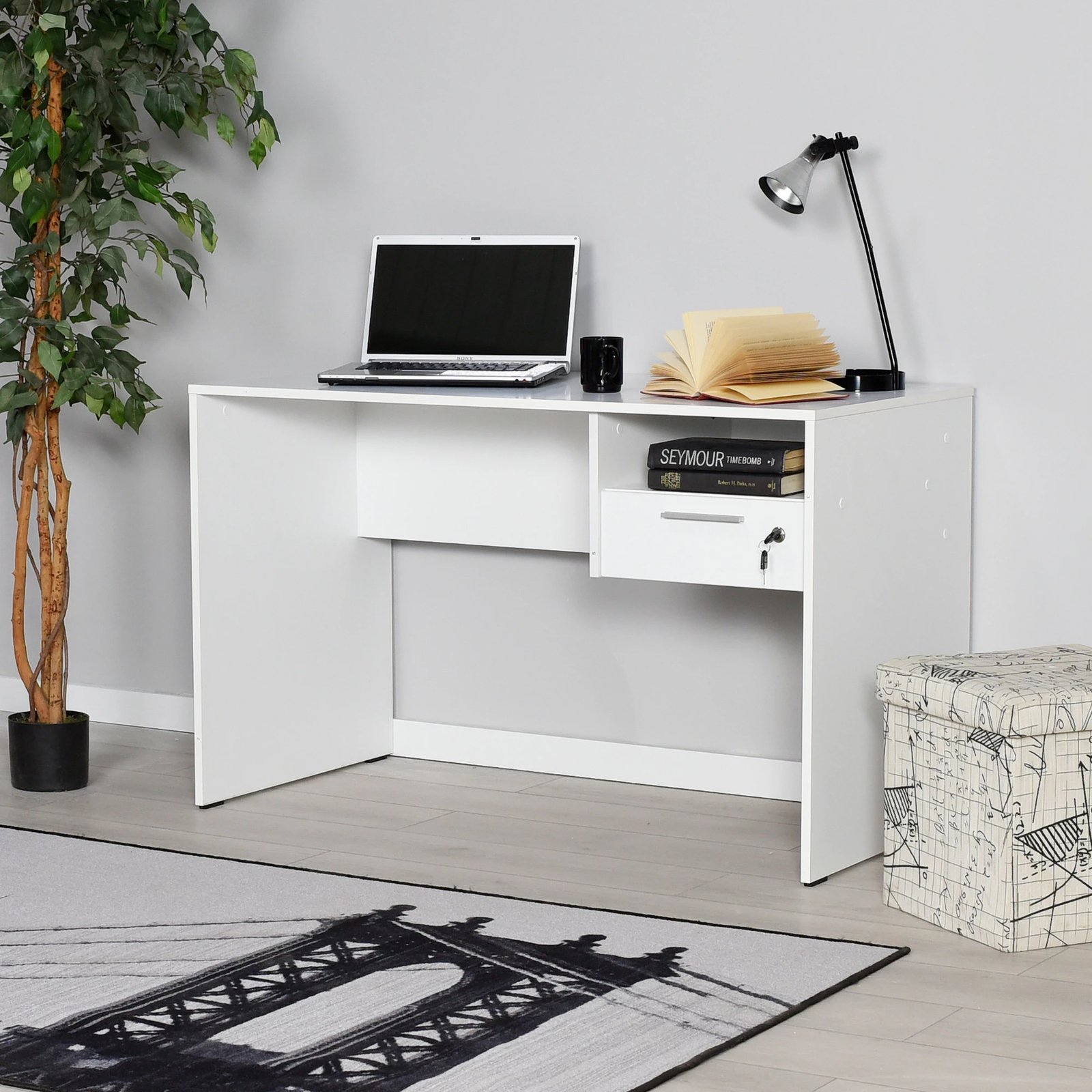 Tavolinë studimi Hanah Home, e bardhë, Cms-510-Dd-1
