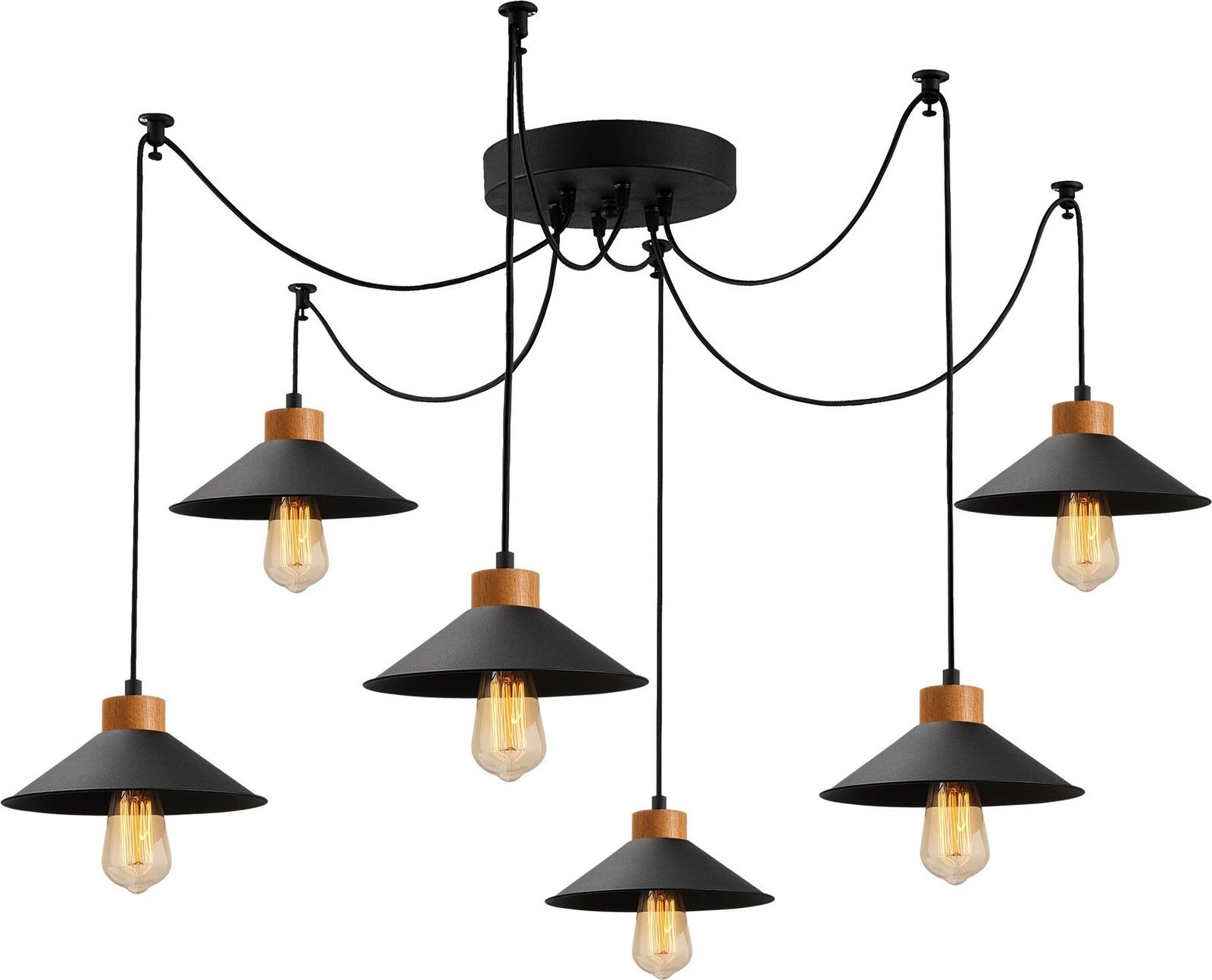 Llambë tavani Opviq, Manavgat - N-559, ngjyrë e zezë, trup hekuri, bazë druri, lartësi e rregullueshme