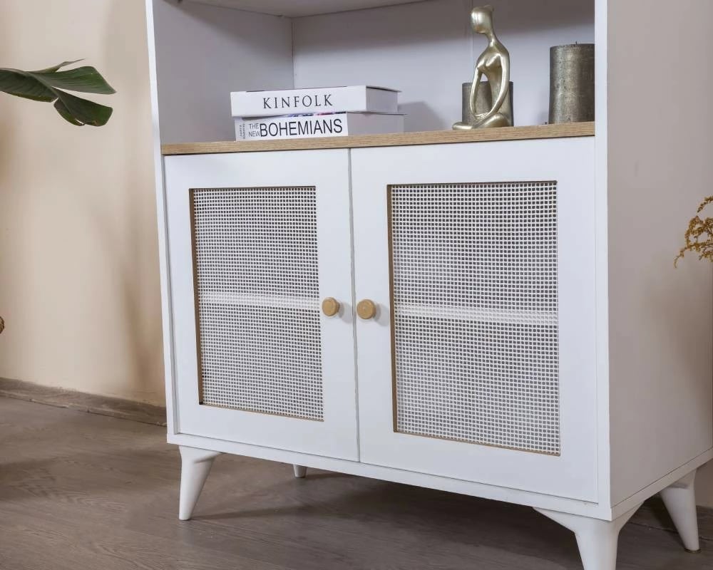 Raft librash Skye Decor, Calvin, i bardhë dhe lis