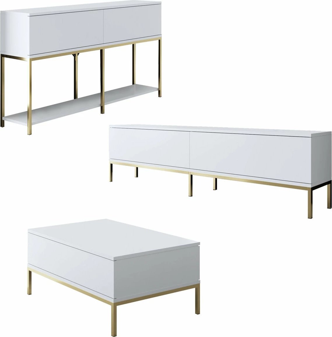 Set mobiljesh për dhomë dite, Hanah Home Lord, e bardhë dhe ari Set mobiljesh për dhomë dite, Hanah Home Lord, e bardhë dhe ari