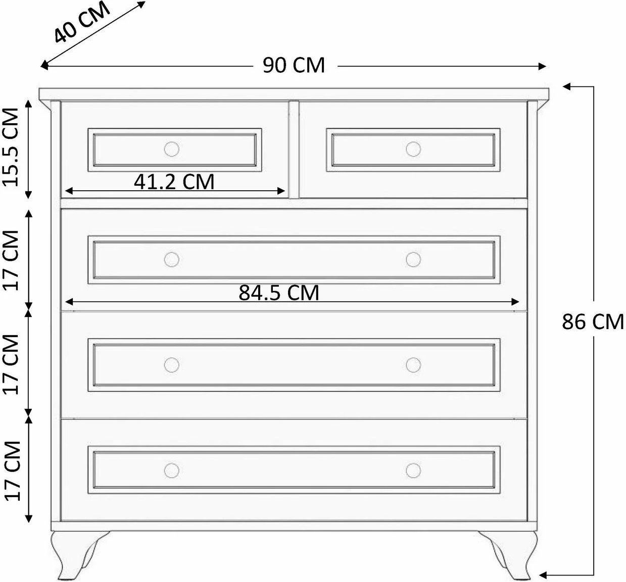 Komodë Skye Decor, ngjyrë e bardhë mat, Rb-091