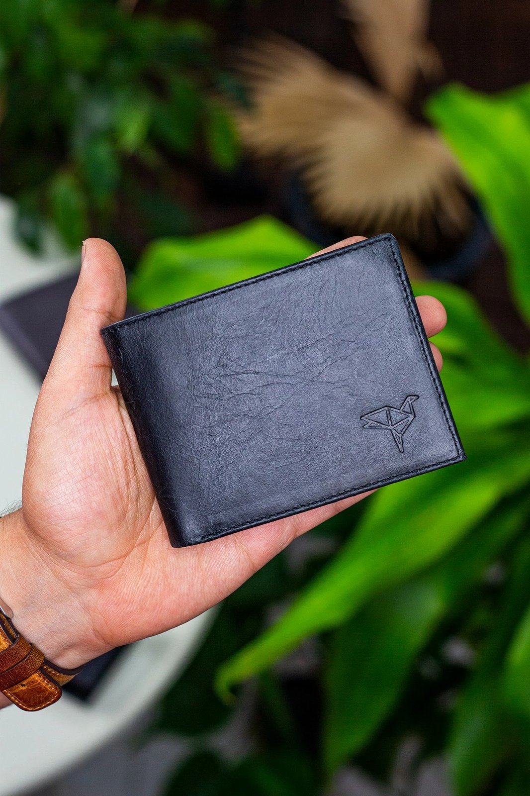 Portofol për burra, lëkurë e zezë, Zoozie Bags, Chapel - Crazy Black