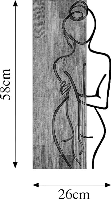 Dekor muri Kelesipo, dru pishe natyrale, metal i zi, 27x3x58cm