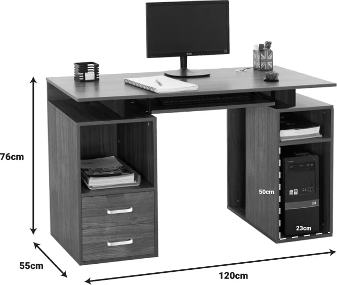 Tavolinë kompjuteri Liberion, ngjyrë arre, 120x55x76cm