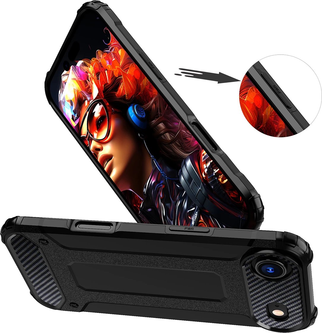 Mbështjellës Hurtel Hybrid Armor për iPhone 17 Air, i zi