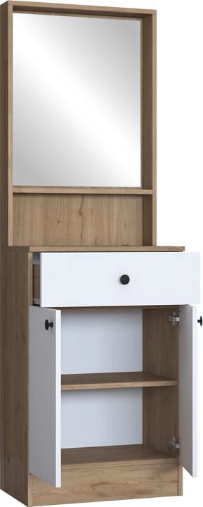 Mobilje hyrëse Rockder, ngjyrë e bardhë-natyrale, 60x35.5x182.8cm