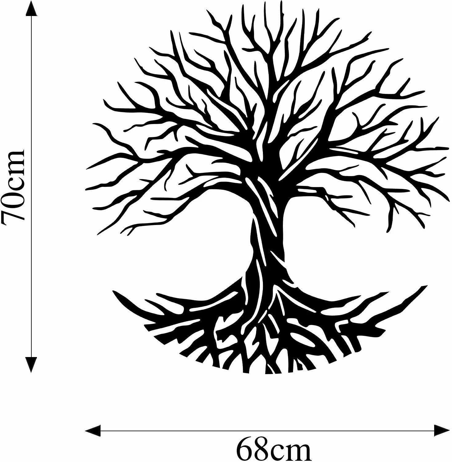 Aksesor dekorativ metalik për mur, pemë monumentale, Wallity, 68x70cm