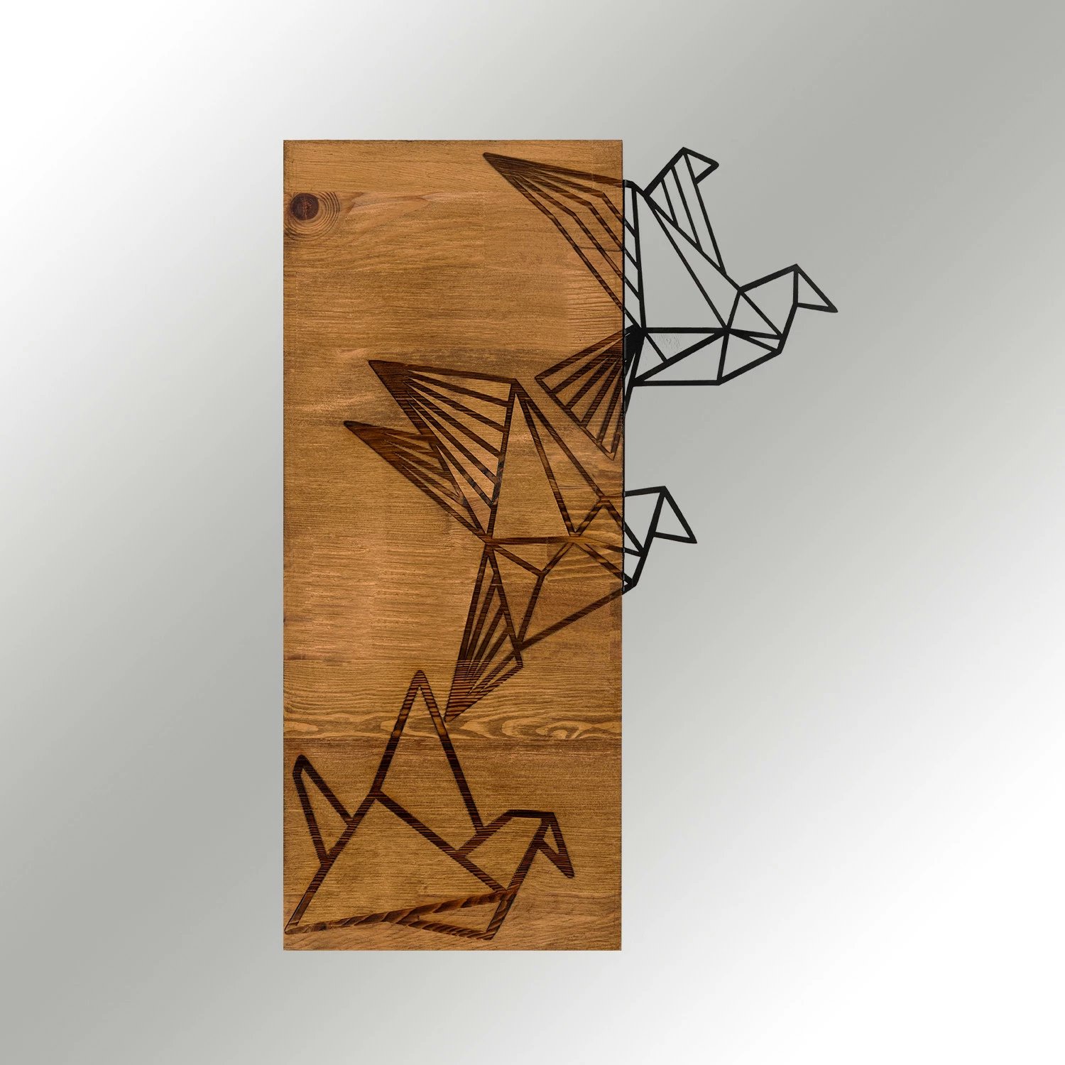 Aksesor dekorativ prej druri për mur, Wallity, Oragami